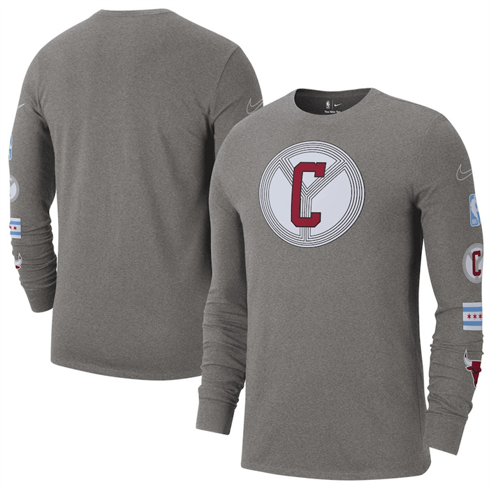 Men's Chicago Bulls Heather Charcoal 2022/23 City Edition Essential Expressive Long Sleeve T-Shirt